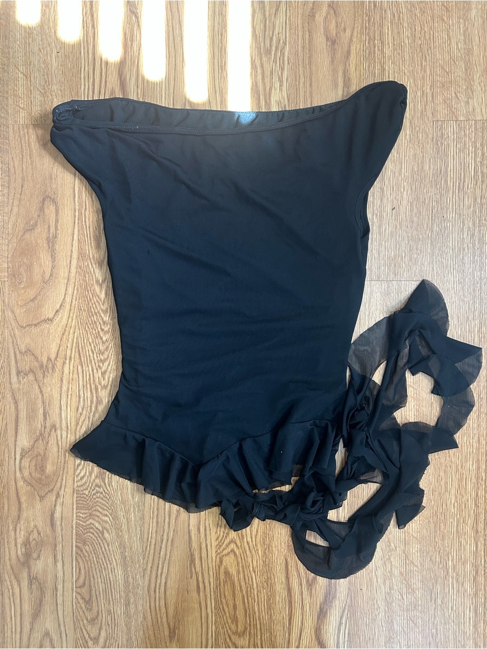 Black Ruffle Hem Women's Going Out Top